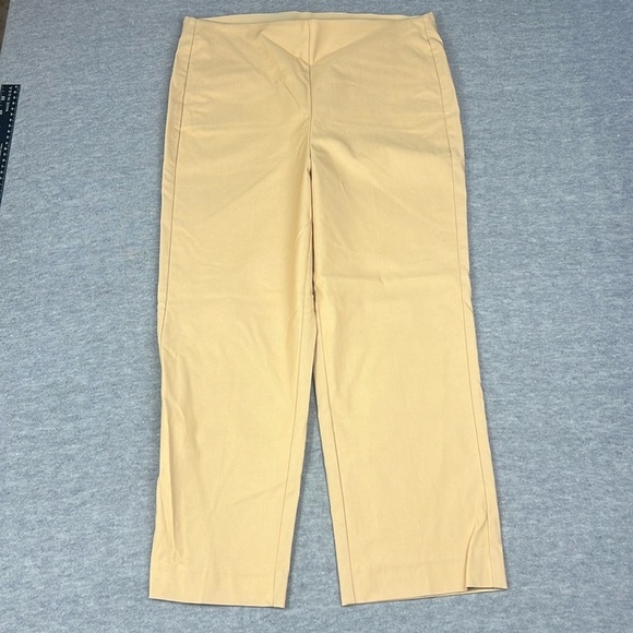 CHICOS Cropped Trouser Dress Pants Womens Size 1 (8) Pull On Elastic Waist Camel - Picture 1 of 11